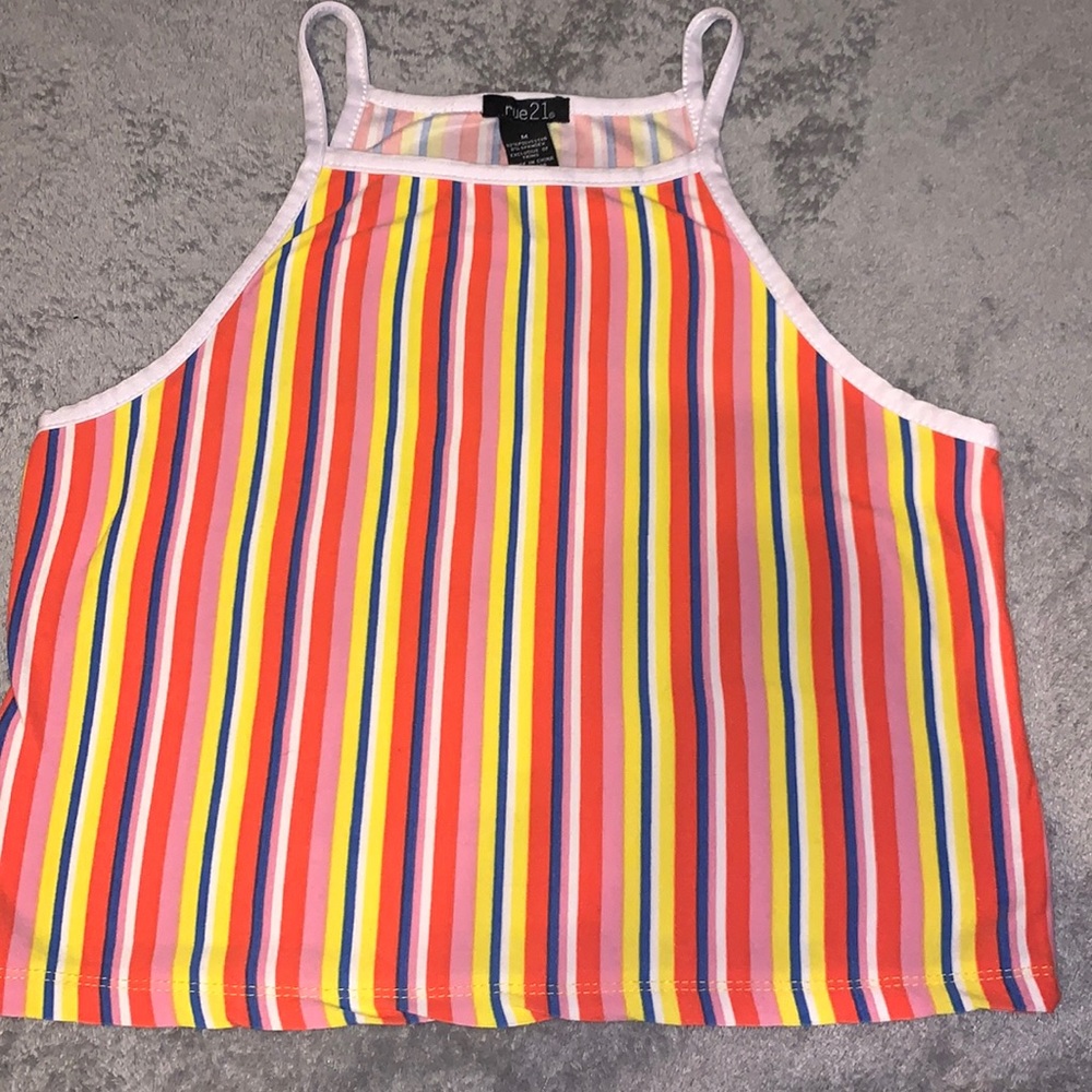 multicolored striped cropped tank top